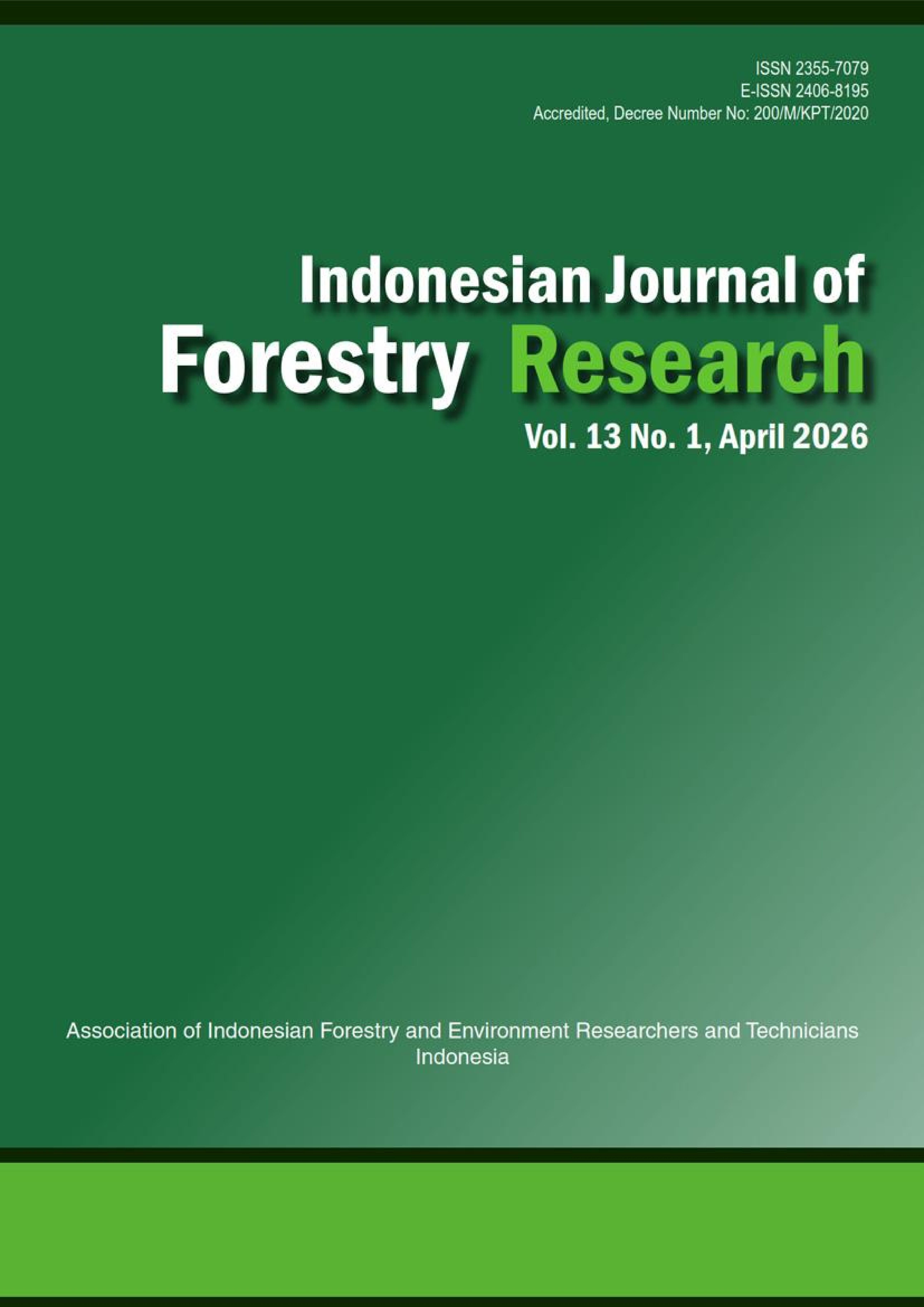 					View Vol. 13 No. 1 (2026): Indonesian Journal of Forestry Research
				